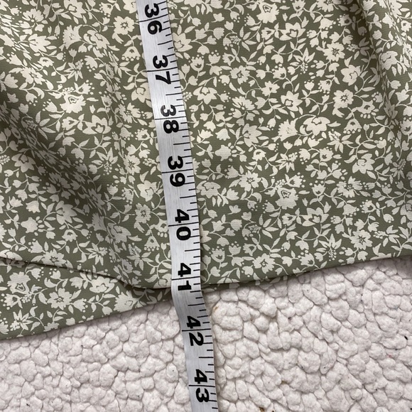 Vintage Sage Green Floral Short Sleeve MIDI Dress Size Medium (9) - Picture 15 of 16